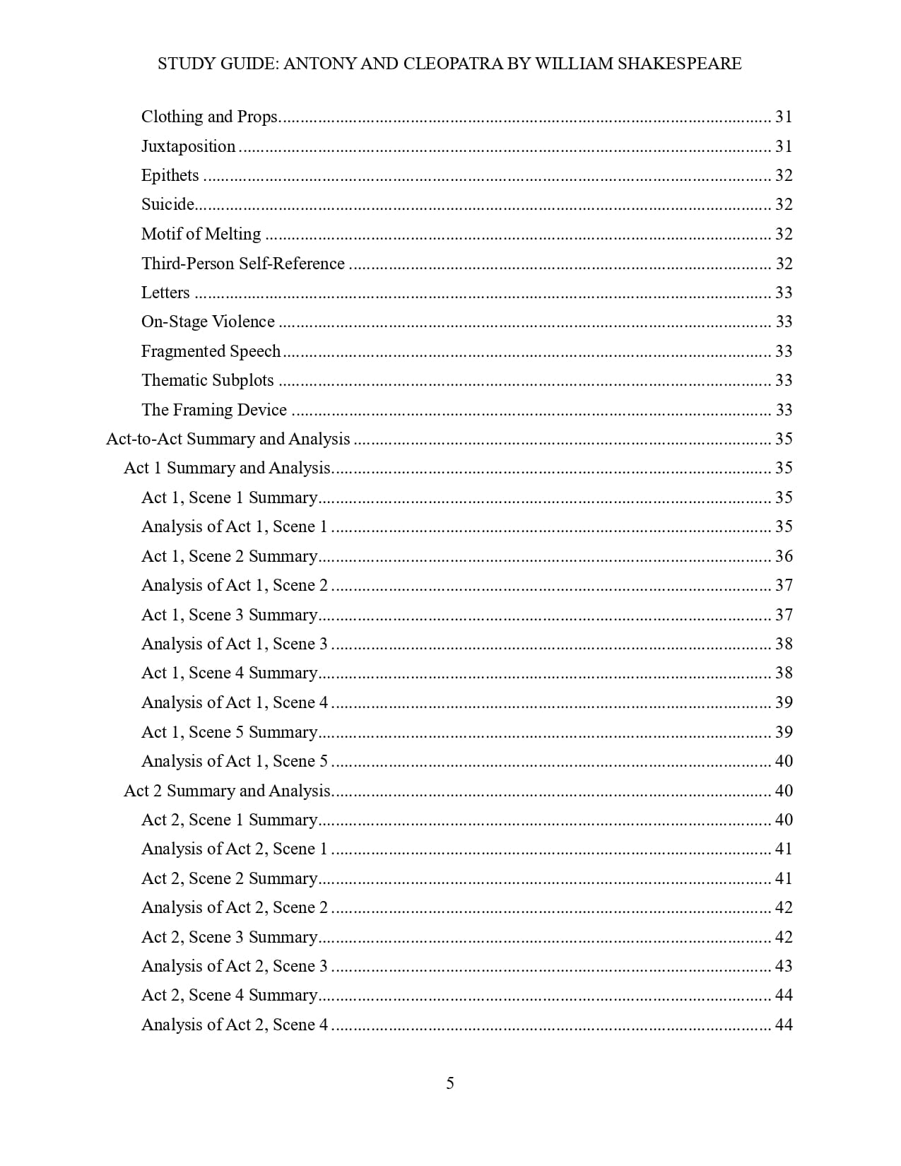 Antony and Cleopatra contents 3