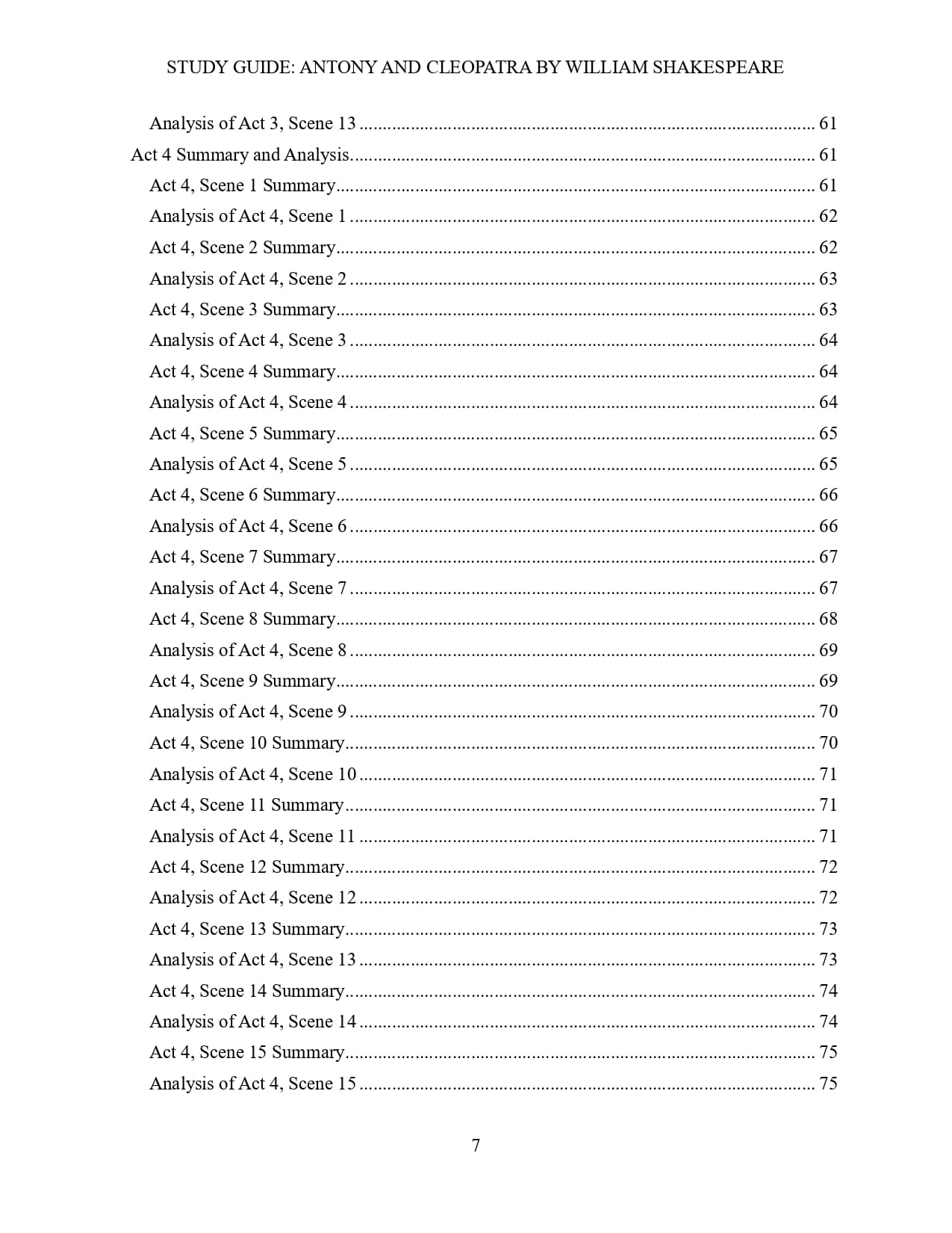 Antony and Cleopatra contents 5