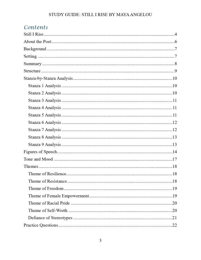 Still I Rise Contents