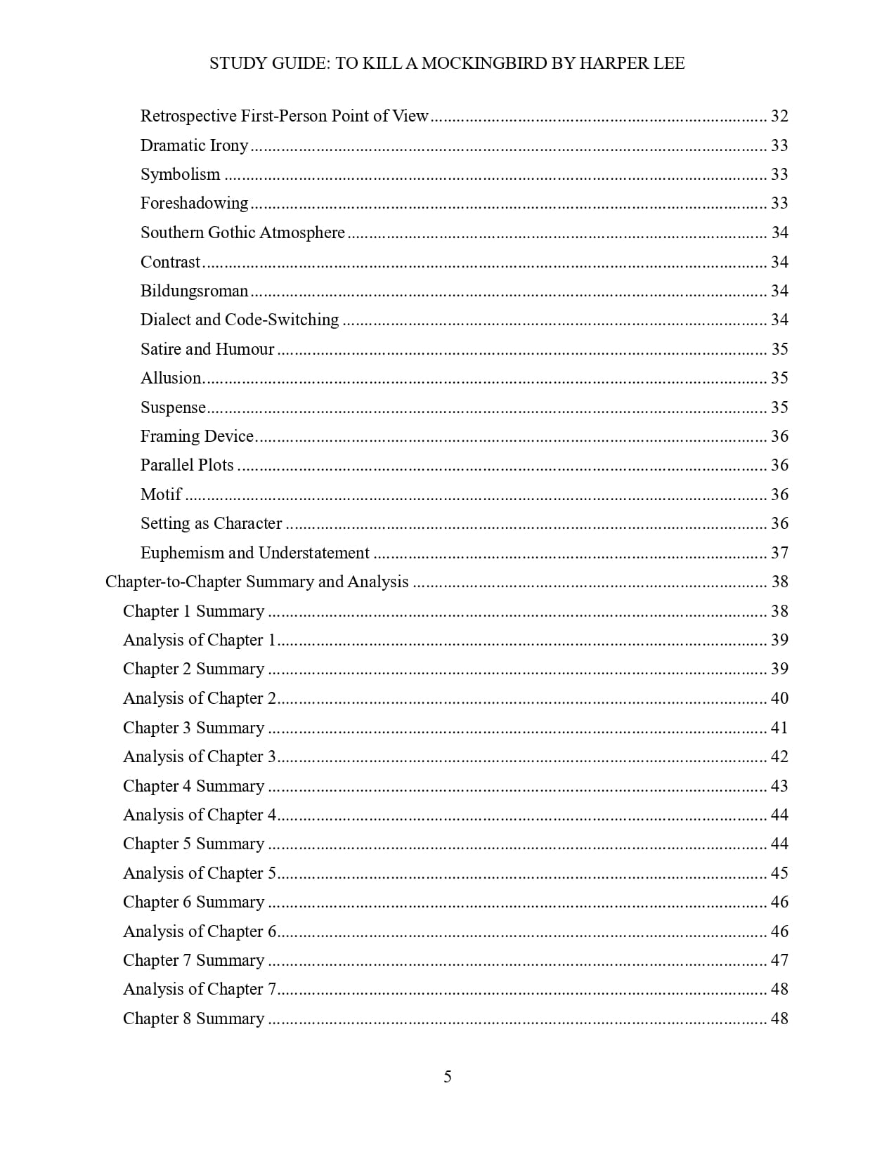 To Kill A Mockingbird by Harper Lee contents 3