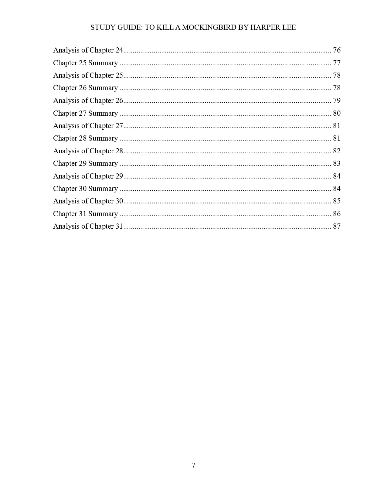 To Kill A Mockingbird by Harper Lee contents 5